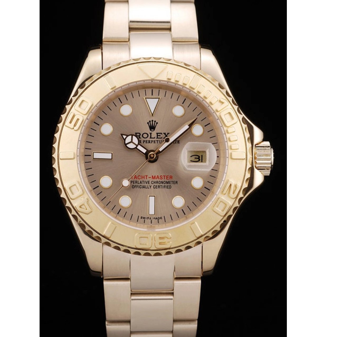 Aaa replica watch Dial Gold Master Rolex Bezel Yacht Gold 98232 0825